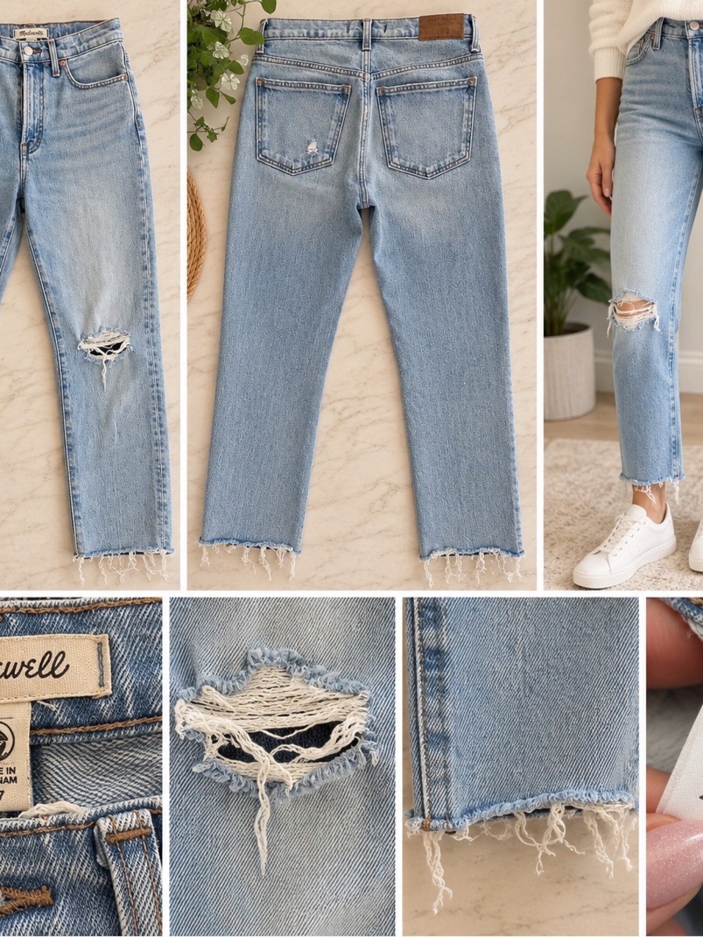 Madewell The Perfect Vintage Jean Size 27 Charnley Wash Distressed Raw Hem NQ187